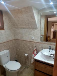 een badkamer met een toilet en een wastafel bij Casa Rural LA COSTANILLA in Lituénigo