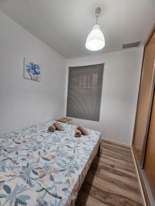 ein Schlafzimmer mit einem Bett mit Schuhen drauf in der Unterkunft CAROLINAS SUIT in Alicante