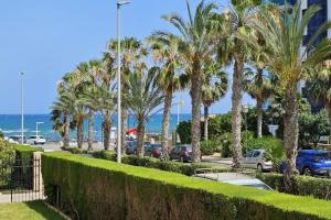 LAS OLAS BEACH 2 في توريفايجا: شارع فيه نخيل ومحيط