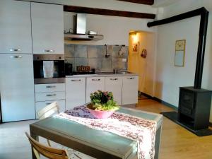 una cucina con tavolo e ciotola di fiori di Thomas casa vacanze a Villa Viani