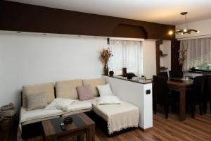 a living room with a couch and a table at Apartament CENTRAL 1 in Drobeta-Turnu Severin