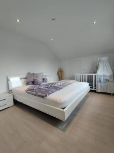 a bedroom with a white bed in a room at Wolke7 in Frittlingen
