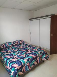 a bedroom with a bed and a closet at Casa Caribe in Santa Marta