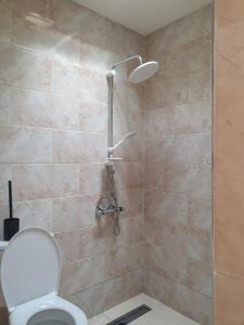 a bathroom with a shower with a toilet at Bel appartement in Oujda