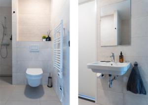 een badkamer met een toilet en een wastafel bij Luxury room with king size bed in Dordrecht