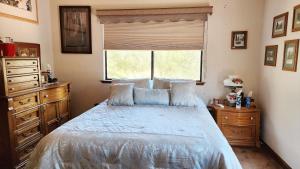 a bedroom with a large bed and a window at Yosemite Mountain Retreat in Oakhurst
