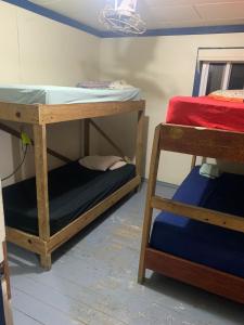 a room with two bunk beds in a room at Paradise Divers Hotel in Utila