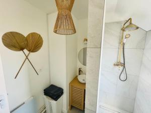 a bathroom with a shower and a sink at Confort et Nature à Berck-Plage - détente ou travail - wifi in Berck-sur-Mer