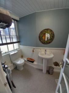 a bathroom with a toilet and a sink at The Nifty Nook in Campbeltown