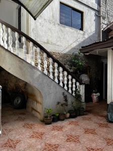 a staircase in a building with potted plants at Avana Hills Boracay Prime Economy Suite in Boracay