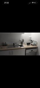 a kitchen with a sink and a counter top at se: 13A rue des Touleuses Pourpre in Cergy