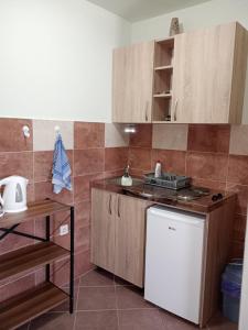 a kitchen with a sink and a stove top oven at Apartments Vidikovac in Tivat