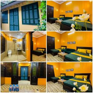 a collage of four pictures of a hotel room at Old Quarter Autumn Hanoi in Hanoi