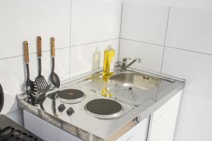 Kuchyň nebo kuchyňský kout v ubytování Ferienhaus Seilerbahn 17