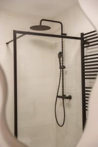 una ducha con cabezal de ducha en un estante en Appartement in Antwerpen, en Amberes