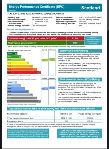 une capture d’écran du certificat de préparation aux situations d’urgence dans l'établissement Monthly/ weekly discounts, lovey apartment!, à Clydebank