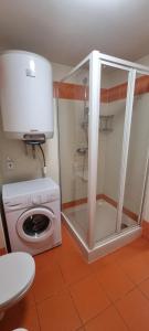 y baño con lavadora y lavadora. en Apartmán Pavlov Pálavské vinohrady, en Pavlov