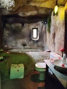 a bathroom with a toilet and a sink at La Cova de Can Pavet in Pontons
