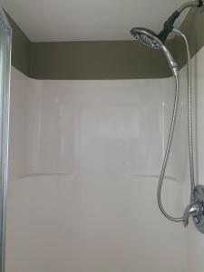 einem Duschkopf an der Wand im Bad in der Unterkunft Cozy Cottage Convenience in Penfield