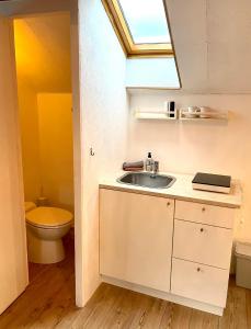 a bathroom with a sink and a toilet at Four à pain in Sprimont