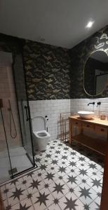 a bathroom with a shower and a toilet and a sink at NUEVO apartamento céntrico Casa Felipa in Zamora +22 photos
