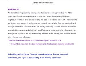 uno screenshot di una pagina di un documento di Byron Quarter Apartments a Byron Bay