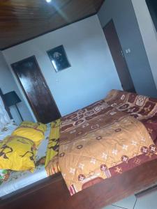 a large bed in a room with at AU COEUR DE BONAMOUSSADI-WIFI-PARKING-GARDIENS-24H in Douala