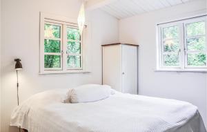 Frederiksværkにある3 Bedroom Beautiful Home In Frederiksvrkの白いベッドルーム(ベッド1台、窓2つ付)