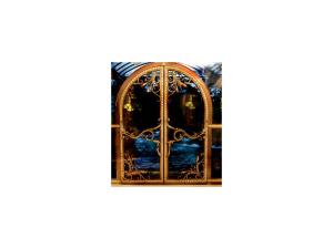 an ornate gold window on a white background at Seibel's Park Hotel in Munich