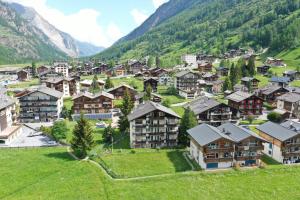 uma pequena aldeia nas montanhas com casas em Cozy place for 2 near Zermatt em Täsch