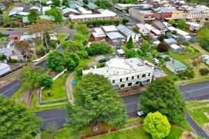 an aerial view of a small town with a street at Historic Pub Accommodation- En-suites - Shared Bathroom Double Rooms - Shared Bathroom Twins in Portland