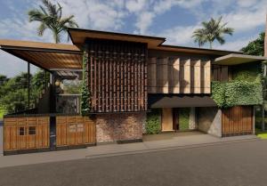 a rendering of a house with a porch at Balitri - hidden gem 9BR service villa hall pool sauna in Sukawati