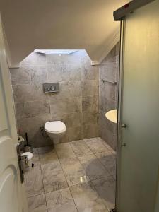 een badkamer met een toilet en een wastafel bij kerim apart tatil evleri in Fethiye
