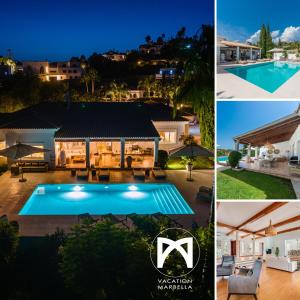 a collage of photos of a house and a swimming pool at VACATION MARBELLA I Villa Ballesteros, Near Golf Courses, Private Pool and Gigantic Garden in Estepona