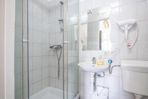 维也纳Inviting Economy 1BR Apt. with the best Location的带淋浴和水槽的浴室