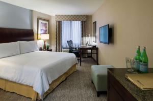 um quarto de hotel com uma cama e uma secretária em Hilton Garden Inn New York/Tribeca em Nova York