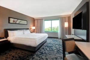 Embassy Suites by Hilton Raleigh Durham Research Triangle的电视和/或娱乐中心