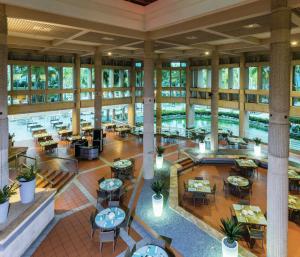 an overhead view of the lobby of a hotel at Hilton Ponce Golf & Casino Resort in Ponce
