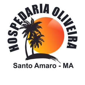 un palmier sur l'île avec le soleil et le texte santa amara dans l'établissement Hospedaria Oliveira - Santo Amaro do Maranhão, à Queimada