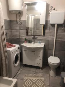 W łazience znajduje się umywalka i pralka. w obiekcie STUDIO APARTMAN MARINJAK w mieście Belišće