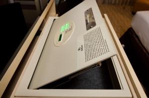 a box that is sitting on a table at Hilton Los Angeles Airport in Los Angeles