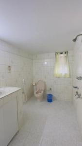 La salle de bains blanche est pourvue de toilettes et d'un lavabo. dans l'établissement Hotel Blue Sky Inn Banani, à Dhaka
