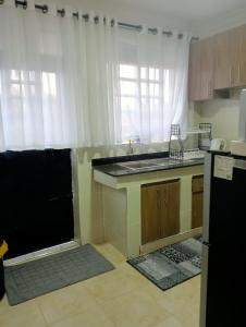 a kitchen with a sink and a counter top at Amalya suites . in Eldoret