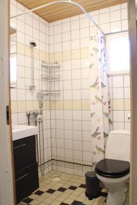 een badkamer met een toilet en een wastafel bij Possakkatupa in Kuopio