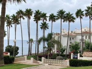 una casa con palmeras frente al océano en Apartamento SeaView en Sitio de Calahonda