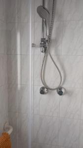 a shower with a shower head in a bathroom at Vela Latina in Soverato Marina