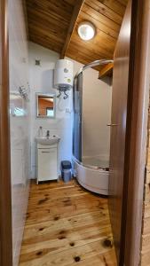 W łazience znajduje się wanna, umywalka i prysznic. w obiekcie J&L GRADZKIE w mieście Grądzkie