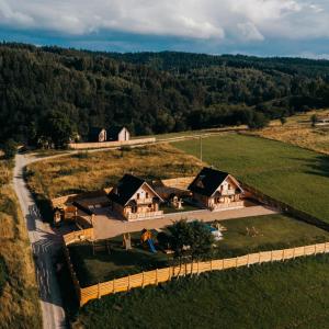 an aerial view of a house in a field at Górskie Tarasy in Rabka