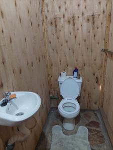 a bathroom with a toilet and a sink at Lookout homestay in Sekenani