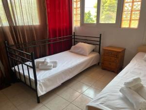 Tempat tidur dalam kamar di Seaside house in Psatha
